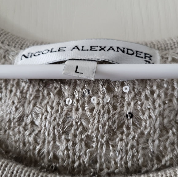 NICOLE ALEXANDER Sparkling  Sequin Knit Sweater Size Large - Picture 5 of 5